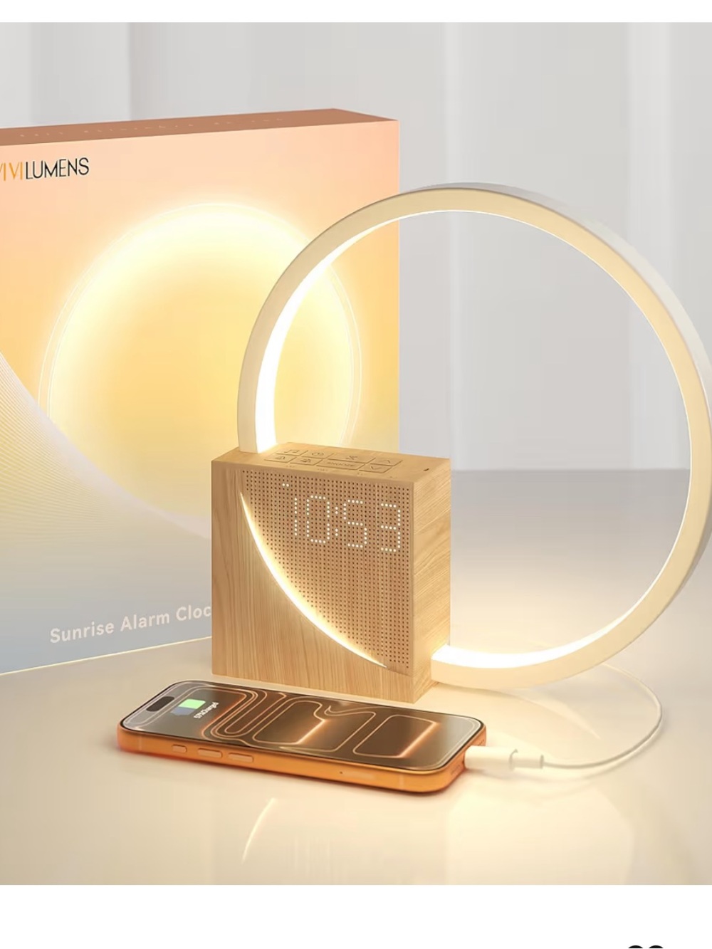 ViviLumens Sunrise Alarm Clock Wake Up Light - Orange, Yellow